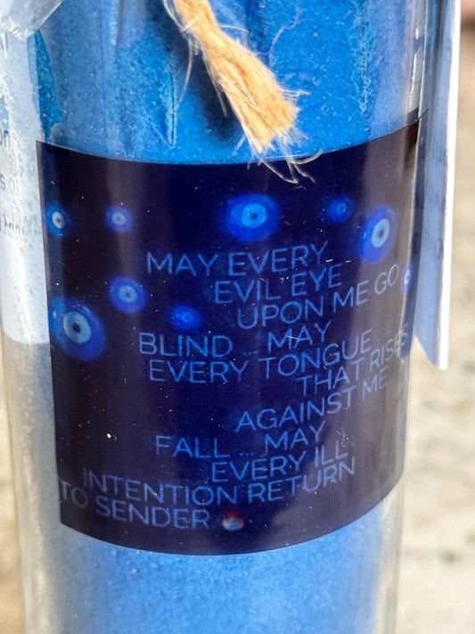 Blue Evil Eye Protection Candle – 7 Day Spiritual Cleansing