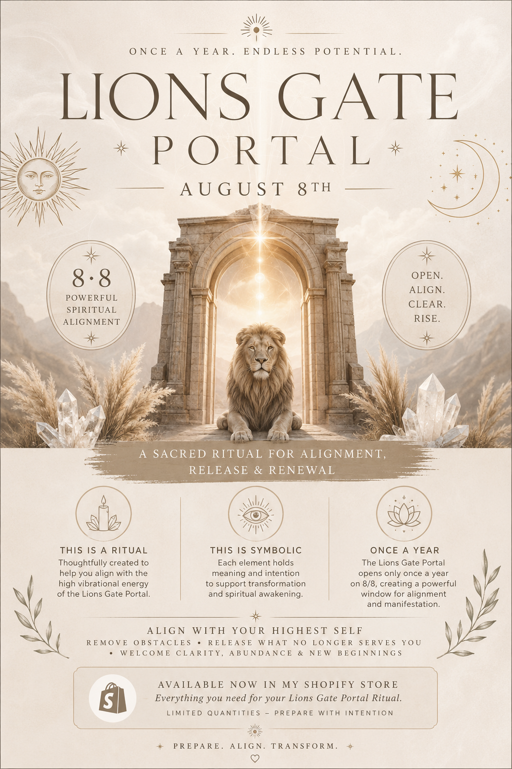 8/8 Lion’s Gate Portal Manifestation Ritual Once A Year