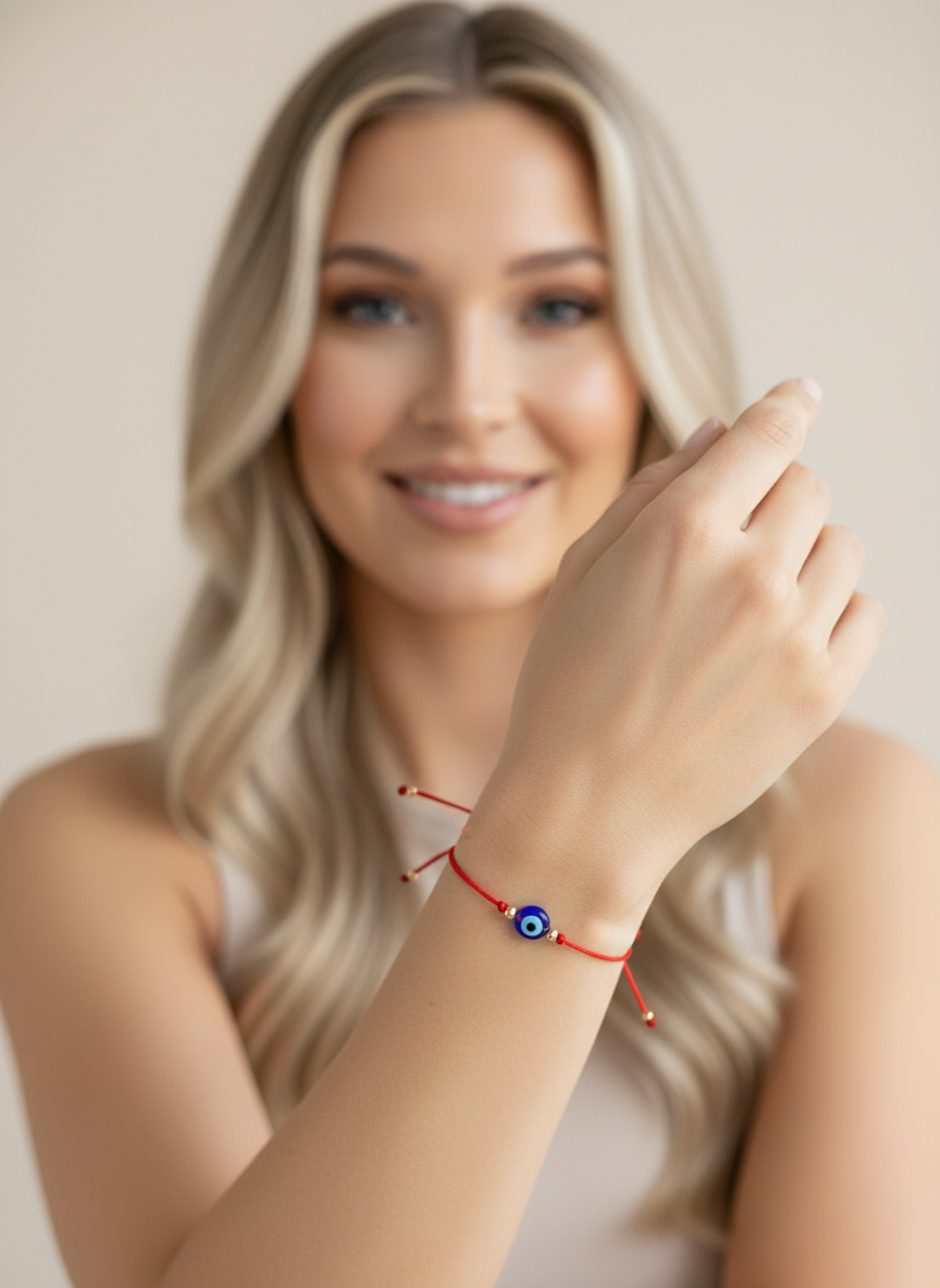 Evil Eye Bracelet for Protection | Red String Adjustable Bracelet | Good Luck and Protection Charm Jewelry