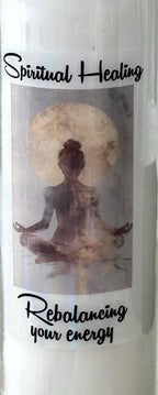 Spiritual Healing Intention Candle – White Energy Rebalancing Candle with Crystals, Dressed Ritual Candle for Cleansing, Meditation -Clarity